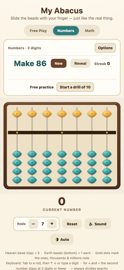 Numbers mode prompting the player to make 36